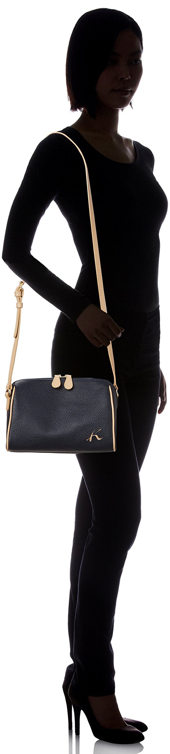 Two-Tone Crossbody Shoulder Bag | Minimal Women’s Dark Blue & Beige Bag One Size