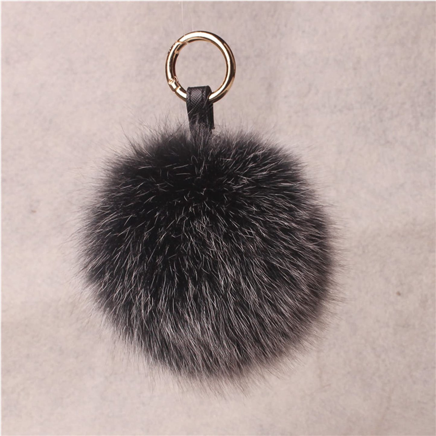 Fox Fur Pom Keychain | Minimal Women’s Black Fluffy Bag Charm
