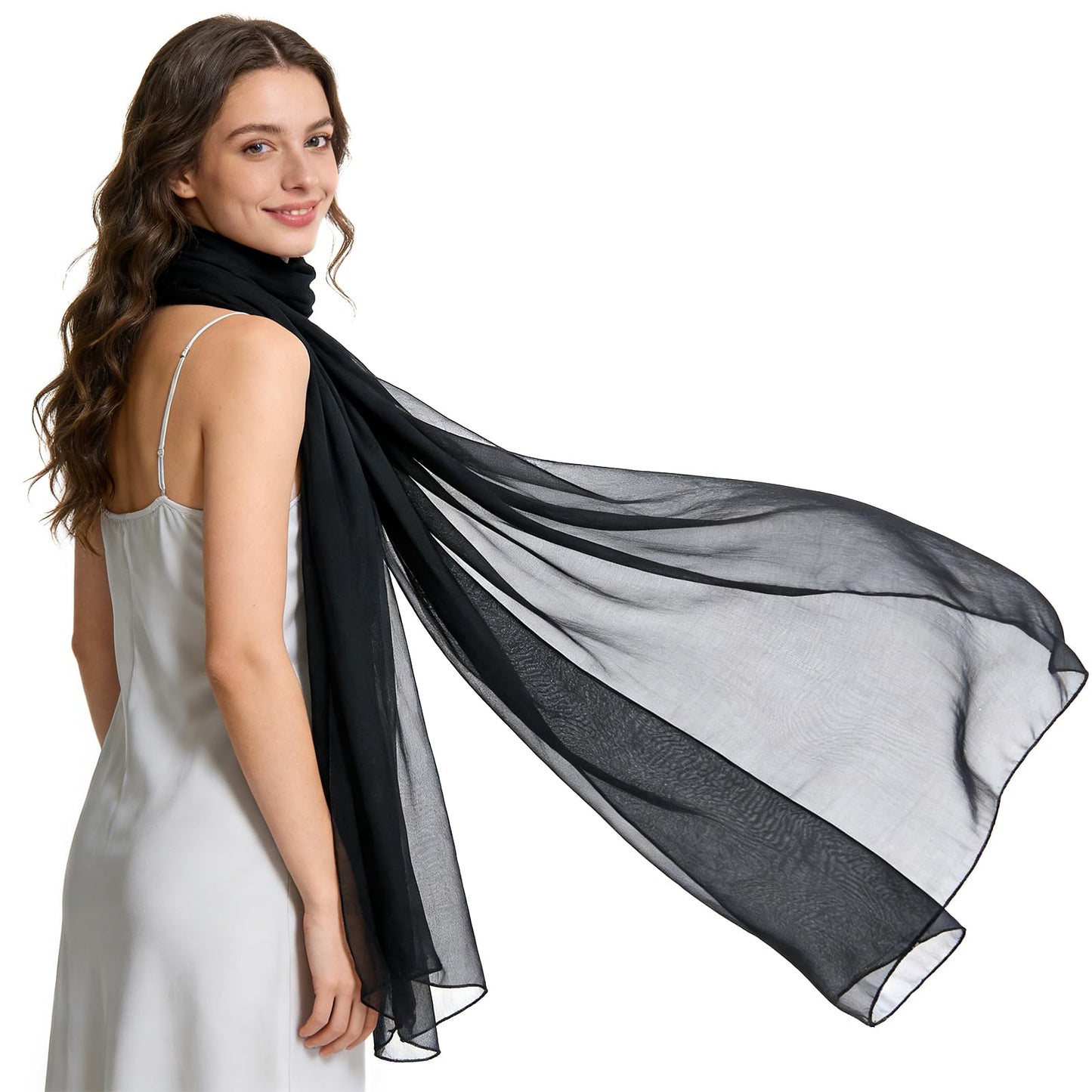 Chiffon Shawl Wrap Set | Minimal Women’s Evening Bridal Scarf Accessories