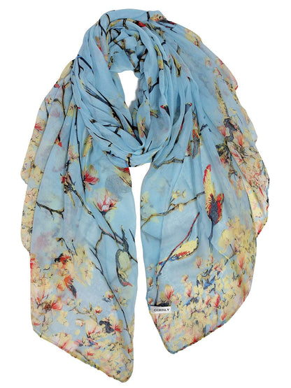 Lightweight Floral Scarf | Minimal Women’s Summer Bird Print Wrap