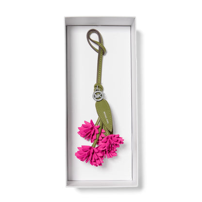 Flower Charm Keychain | Minimal Silver Tone Women’s Bag Accessory