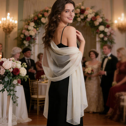Chiffon Shawl Wrap Set | Minimal Women’s Evening Bridal Scarf Accessories