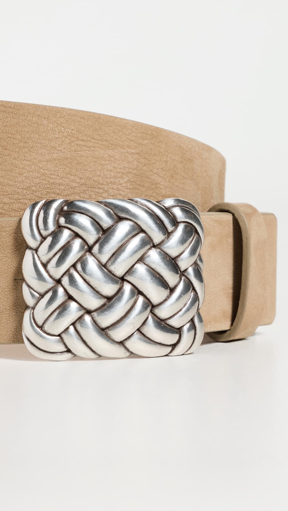 Nubuck Belt | Minimal Women’s Macchiato Silver Fashion Waist Belt