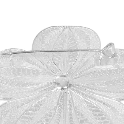 Floral Filigree Brooch Pin | Sterling Silver Peacock Design Artisan Jewelry