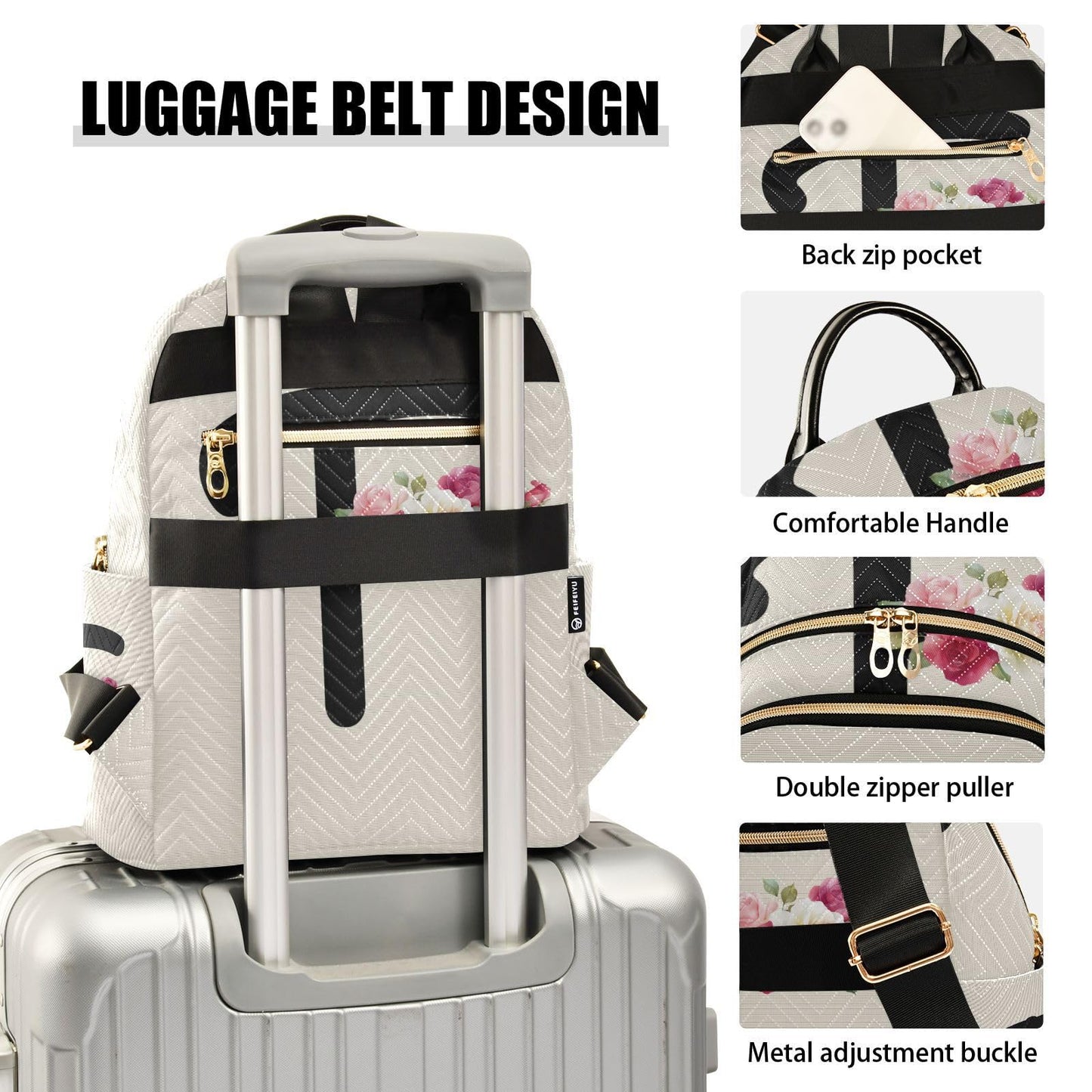 Letter F Backpack | Minimal Women’s Fashion Travel Daypack Shoulder Bag