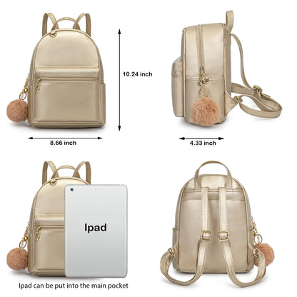 Mini PU Backpack | Minimal Women’s Cute Travel Daypack with Charm