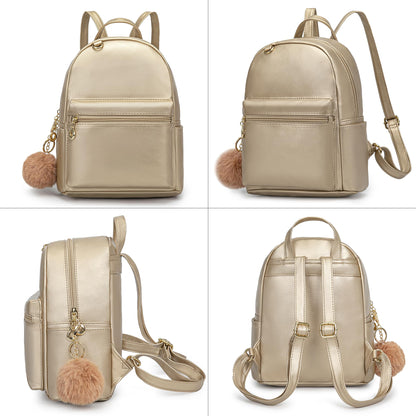 Mini PU Backpack | Minimal Women’s Cute Travel Daypack with Charm