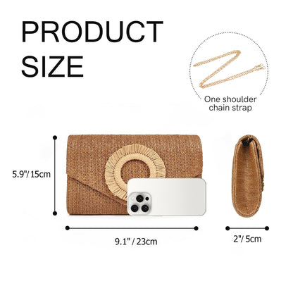 Envelope Straw Clutch Bag | Minimal Women’s Woven Summer Evening Handbag