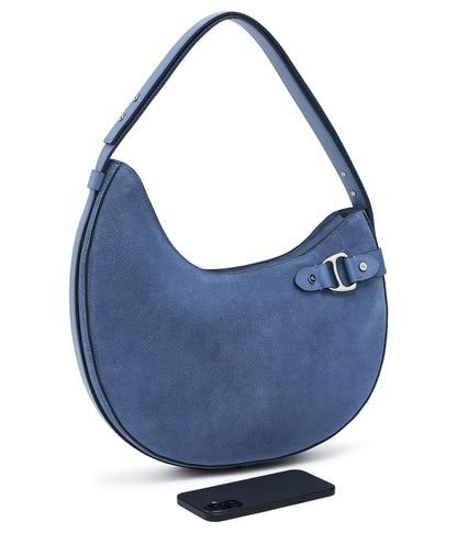 Suede Large Shoulder Bag | Minimal Women’s Blue Tote Style Bag