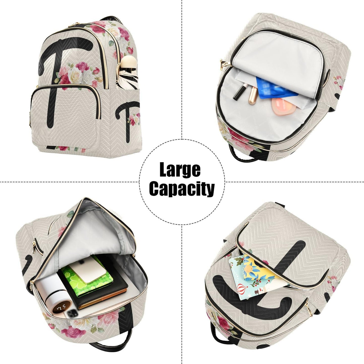 Letter F Backpack | Minimal Women’s Fashion Travel Daypack Shoulder Bag