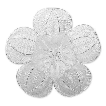 Floral Filigree Brooch Pin | Sterling Silver Peacock Design Artisan Jewelry