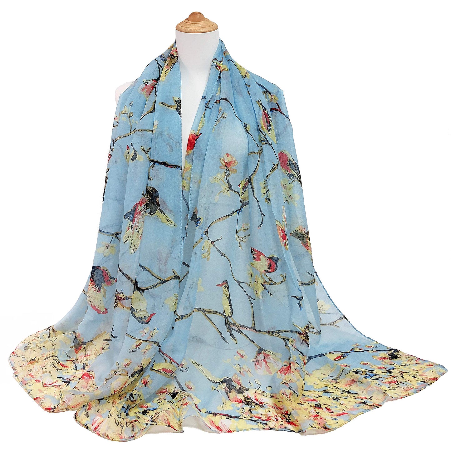 Lightweight Floral Scarf | Minimal Women’s Summer Bird Print Wrap