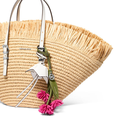 Flower Charm Keychain | Minimal Silver Tone Women’s Bag Accessory